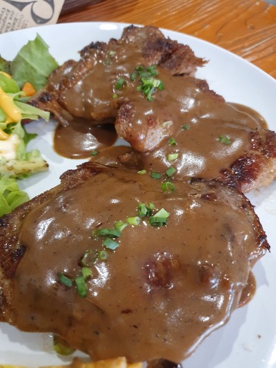 สเต็กเนื้อ+หมู