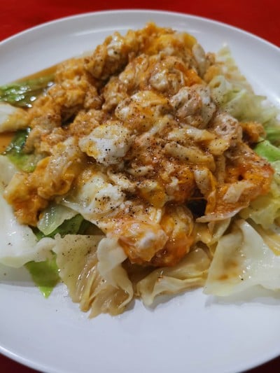 กะล่ำปีผัดน้ำปลาไข่คนกุ้ง