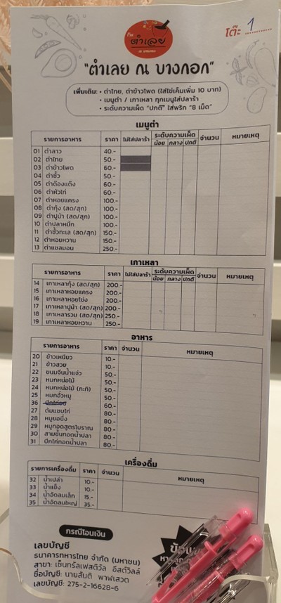 ป้ายราคาหรือสมุดเมนู