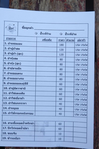 ป้ายราคาหรือสมุดเมนู