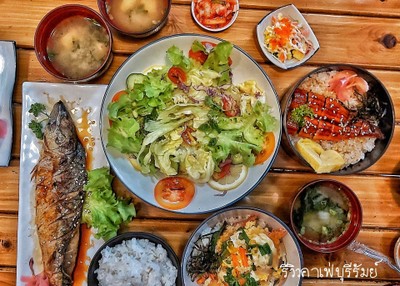 สลัดญี่ปุ่น ข้าวหน้าปลาไหล สเต็กปลาซาบะ ข้าวหน้ากุ้งทอด