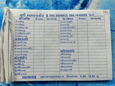 ป้ายราคาหรือสมุดเมนู