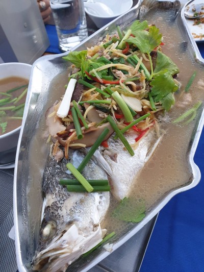 ปลากระพงนึ่งบ๊วย