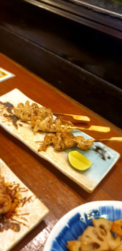 หนังไก่ เสียบไม้ย่าง 2 ไม้