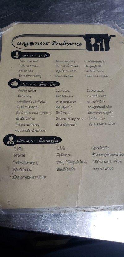 ป้ายราคาหรือสมุดเมนู