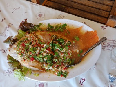 ปลากะพงนึ่งมะนาว