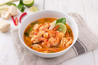 ข้าวต้มต้มยำน้ำข้น ปลา,กุ้ง,หมึก