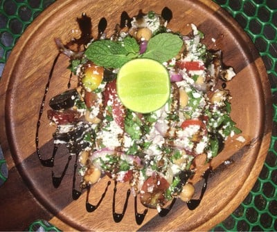 Feta olives chickpeas salad