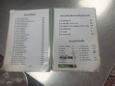 ป้ายราคาหรือสมุดเมนู