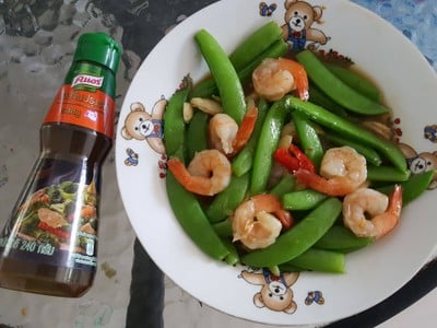 ถั่วลันเตาหวานผัดกุ้ง