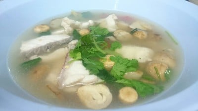 ต้มยำปลากระพงน้ำใส