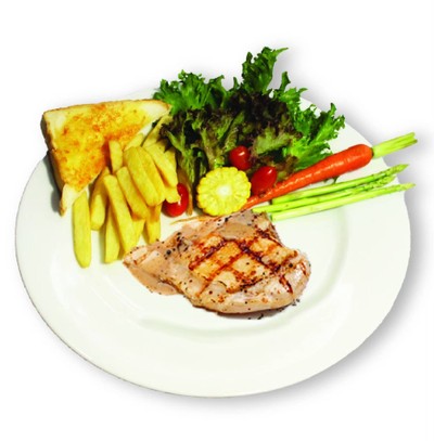 สเต็กอกไก่พริกไทยดำ