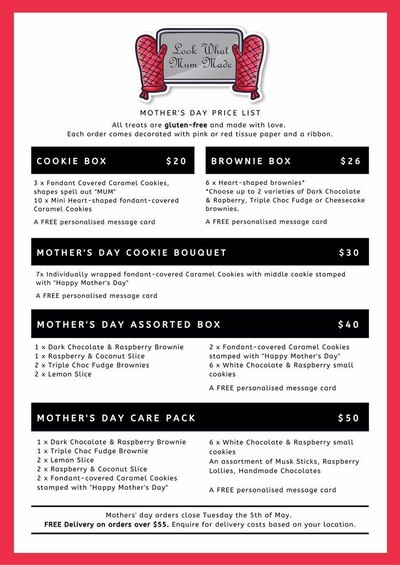Mother’s Day Menu