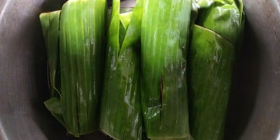 วิธีทำ มันหวานพันใบตองอบ วิธีทำ มันหวานพันใบตองอบ
