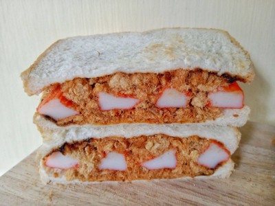 วิธีทำ แซนวิชพริกเผาปูอัดหมูหยอง