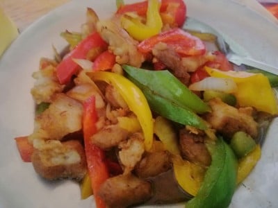 หมูสามชั้นผัดพริกหวาน