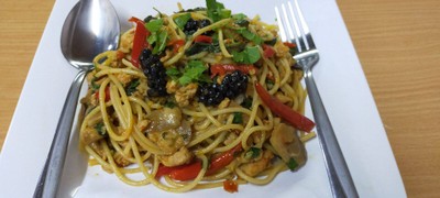 สปาเก็ตตี้ผัดขี้เมากระเพราหมู