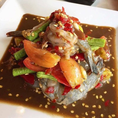 ตำเกาเหลากุ้งสด