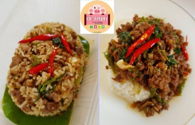 กระเพราเนื้อโคขุนบ่มราดข้าว
