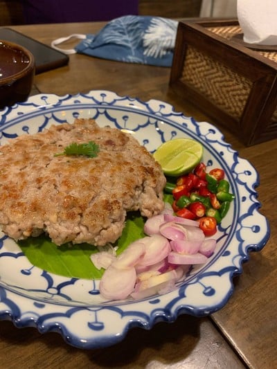 หมูสับปลากุเลาตากใบเค็มทอดทรงเครื่อง