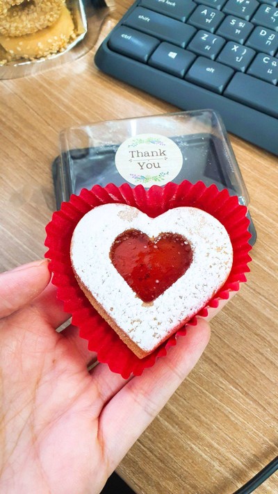 Strawberry Heart Butter Cookies 15 pcs