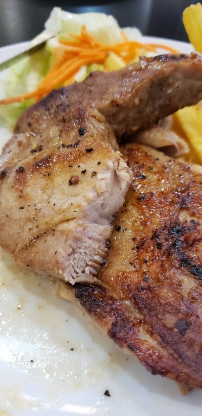 สเต๊กสันคอหมู + สเต๊กไก่สไปซี่