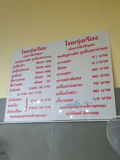 ป้ายราคาหรือสมุดเมนู