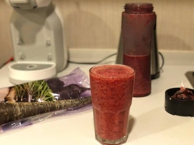 วิธีทำ แครอทม่วงสับปะรดส้มปั่น 🥕🍊🍆