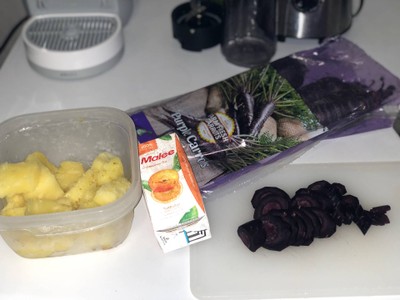 วิธีทำ แครอทม่วงสับปะรดส้มปั่น 🥕🍊🍆