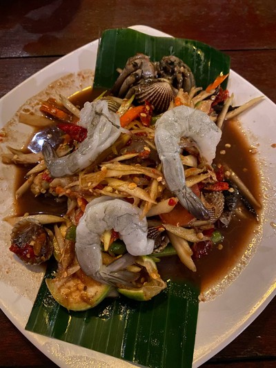 ตำหอยแครงกุ้งสด