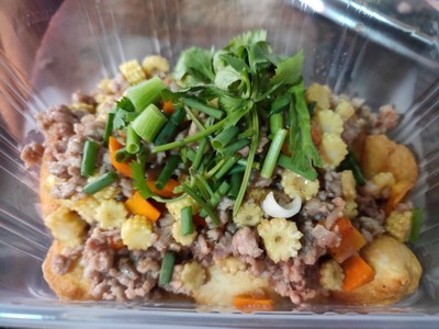 เต้าหู้หมูสับทรงเครื่องแบบแห้ง