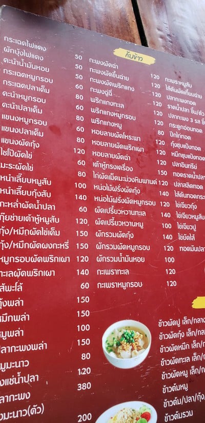 ป้ายราคาหรือสมุดเมนู