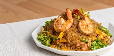วุ้นเส้นผัดดอกขจรกุ้ง วุ้นเส้นผัดดอกขจรกุ้ง