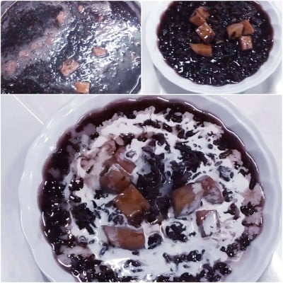 วิธีทำ ข้าวเหนียวดำเผือกน้ำกะทิ