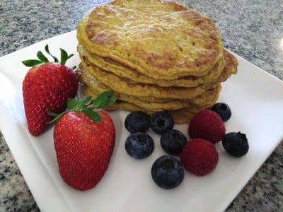 วิธีทำ Pumpkin peanut butter Pancakes   ❌sugar | แพนเค้กเนยถั่วฟักทองแป้งโอ๊ต