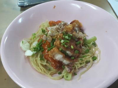 บะหมี่เป็ด+หมูกรอบ