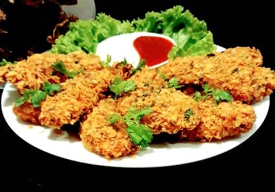 วิธีทำ ไก่กรอบคอร์นเฟลก(แบบอบ) baked cornflake crusted chicken
