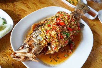 เมนูของร้าน บ้านอำเภอซีฟู้ด นาจอมเทียน
