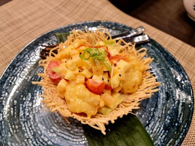 กุ้งทอดครีมสลัดรังเผือก