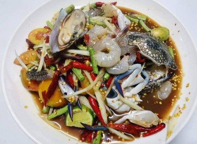 ตำปูม้ากุ้งสดหอยแครง