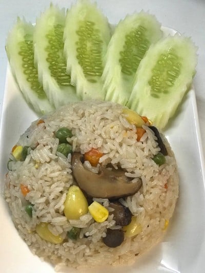 ข้าวอบแปะก้วยเจ ในหม้อหุงข้าว 