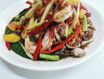 ตำหอยแครงกุ้งสุก