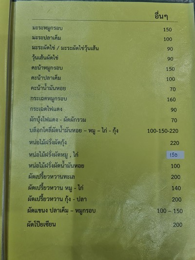 ป้ายราคาหรือสมุดเมนู