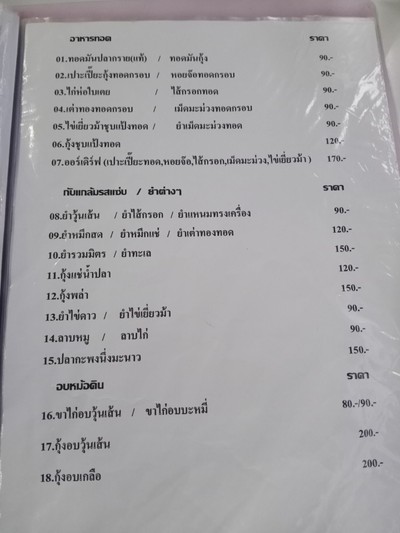 ป้ายราคาหรือสมุดเมนู