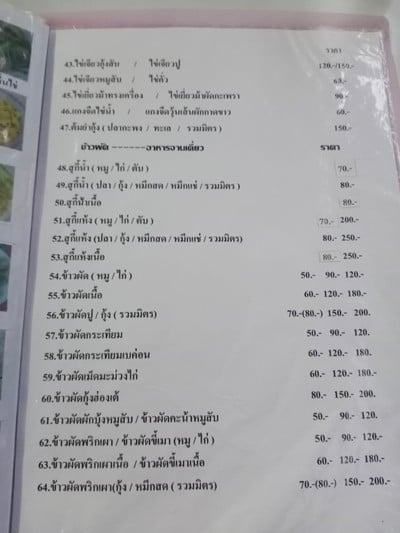 ป้ายราคาหรือสมุดเมนู