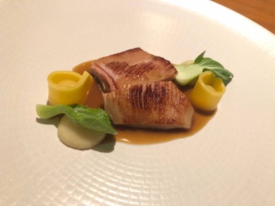 Charred Nakornpathom Pork Jowl with Yellow Chives