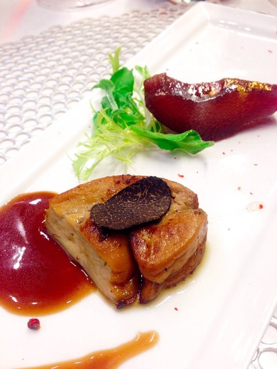 Seared foie gras with poached pear