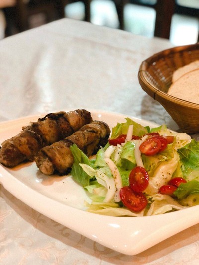Grilled Italian Sausage wrap bacon