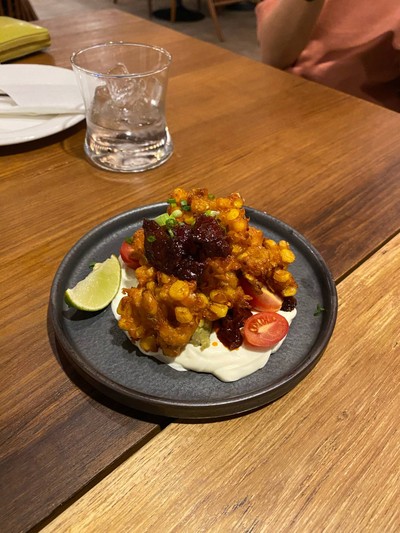 corn cake with sour cream