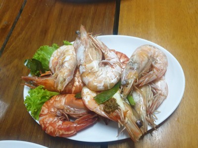 กุ้งลายเสือนึ่ง